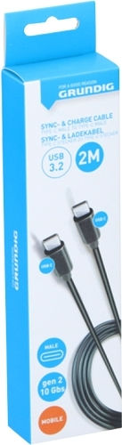 Grundig USB 3.2 Kabel USB-C männlich - USB-C 100W PD Silber 2m 19.02.0077