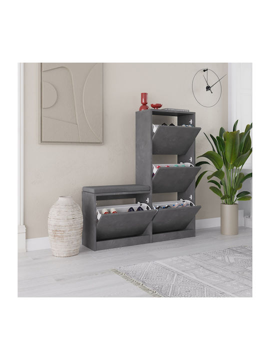 Dude Wooden Shoe Cabinet Grey with Tilting Shel...