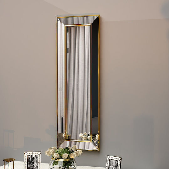 Стенно огледало Карлос 116sam1133 30x3.2x90см Златно Hanah Home MDF