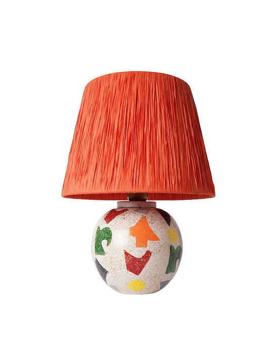 Opviq Table Lamp for Socket E27 with Orange Shade and Multicolor Base