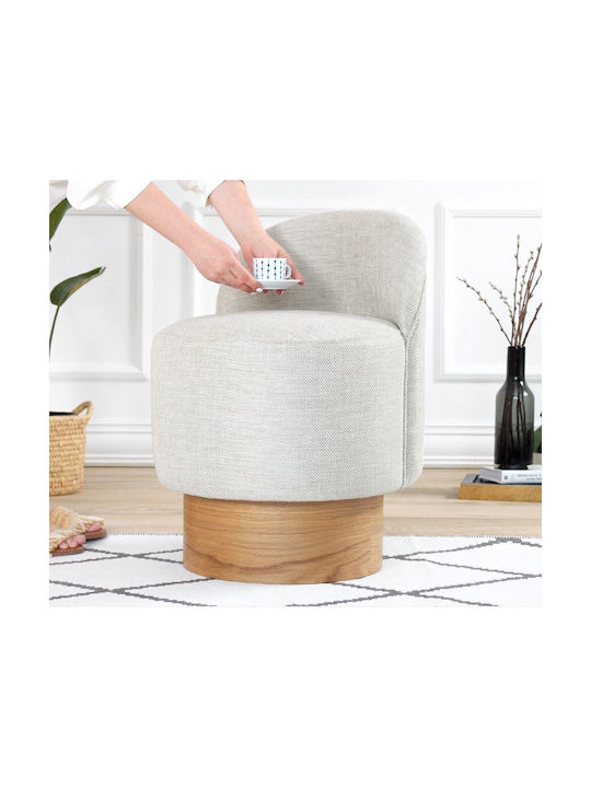 Stool For Living Room Upholstered with Fabric Barren Light Grey-natural 47x47x66cm