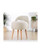 Stool For Living Room Upholstered with Fabric Corvile Cream-natural 46x46x64cm