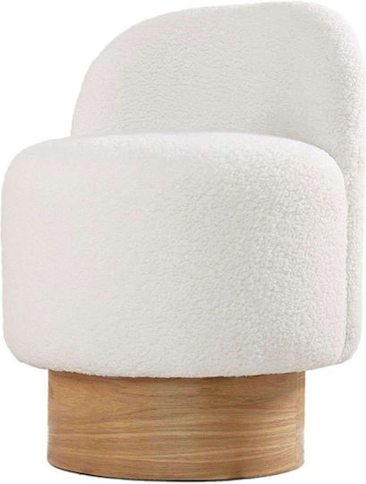 Wohnzimmerhocker mit Rückenlehne, mit Monre-Teddy-Stoff bezogen, Weiß, 47 × 47 × 66 cm