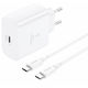 Foneng Φορτιστής GaN με Θύρα USB-C και Καλώδιο USB-C - USB-C 45W Power Delivery Λευκός (EU62)