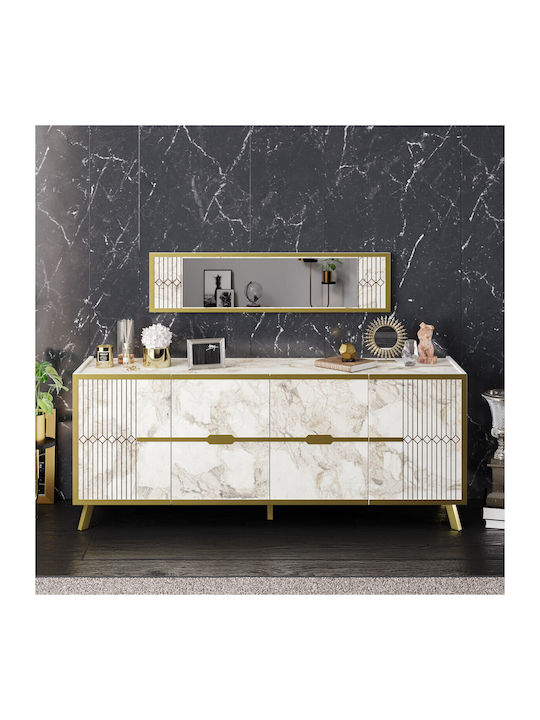 Μπουφές Frida mit Spiegel White-gold 180x46x72cm