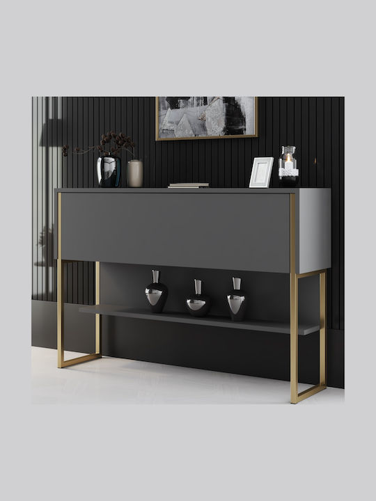 Luxe Κονσόλα από Ξύλο & Μέταλλο Gold-anthracite Μ120xΠ30xΥ80εκ.