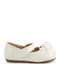 Kids Patent Leather Ballerinas with Hoop & Loop Closure White