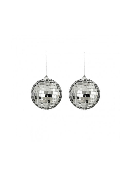 Hängendes Kugel Ornament Ornament Silber 10cm Set 2Stück