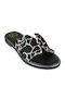 Μαύρο Δερμάτινο Χειροποίητο Σανδάλι Animal Print