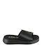 Negru Flatform De Piele Handmade Sandală Decorativă