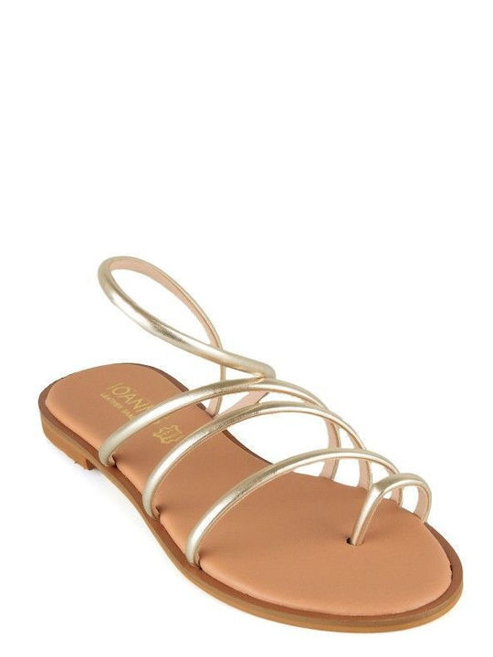 Gold Leather Handmade Flat Sandal