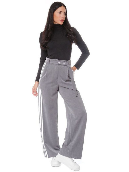 Grey Striped Trousers