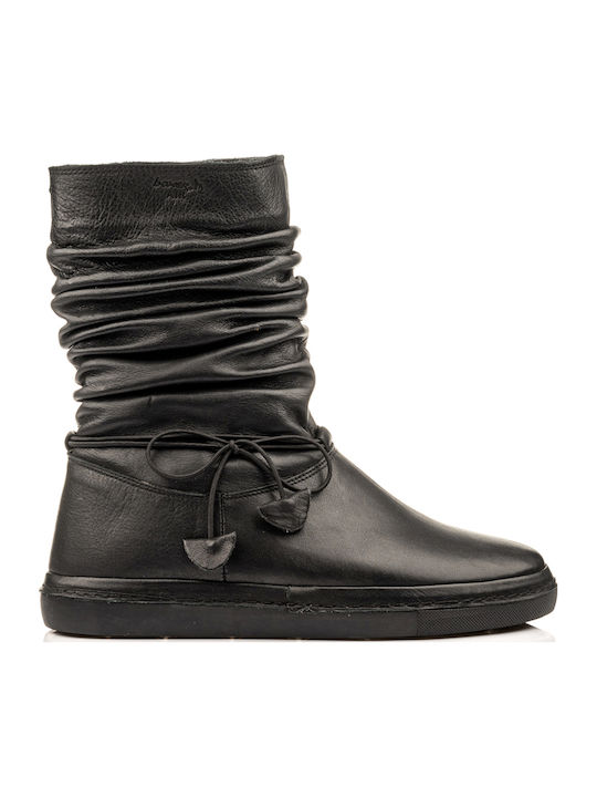 Leder Stiefeletten Damen Schwarz
