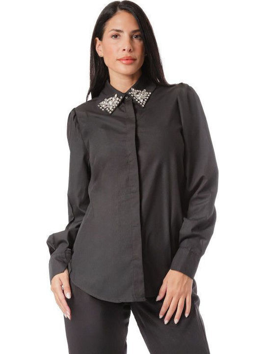 Black Shirt with Decorative Stones