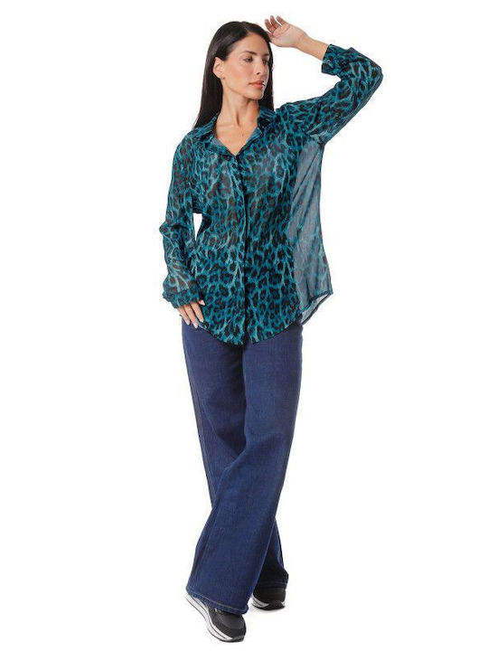 Blue Animal Print Shirt