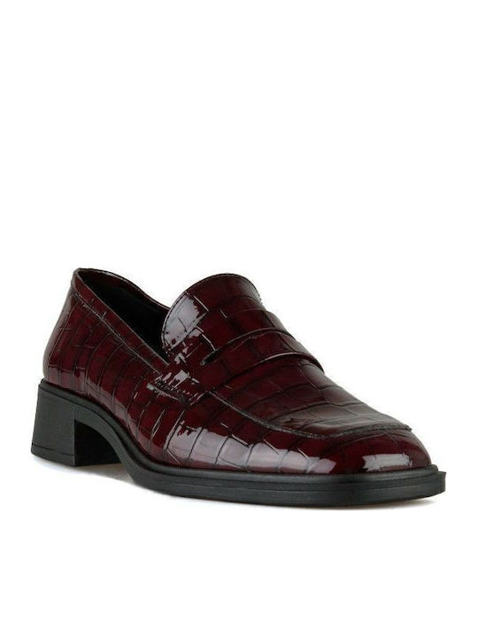 Καρέ Μπορντό Κροκό Λουστρίνι Loafers Σχέδιο