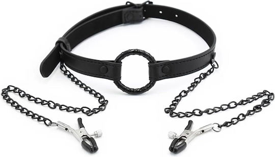 Smd Good Hoe Mouth Gag Nipple Clamps Bdsm Set Leather Φίμωτρο Σφιγκτήρες Θηλών