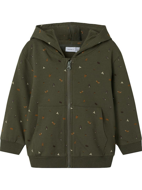 Kids Cardigan with Hood Khaki