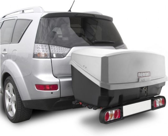 Menabo Car Tow Hitch Box with Single Opening and 300lt Capacity Silver
