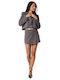 Grey Set Skorts Cropped Blazer Strass