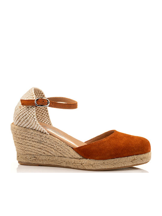 Women's Leather Platform Espadrilles Tabac Brown