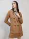 Wool Women's Camel Coat with Buttons