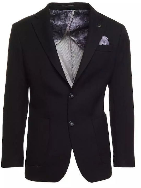 Massimo Dutti Ανδρικό Σακάκι με Στενή Εφαρμογή Black