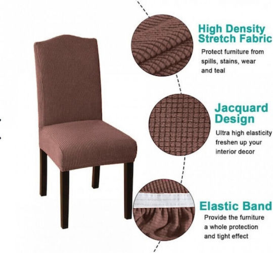 Elastischer Jacquard-Stuhlbezug Rückseite Cvr-cj-braun