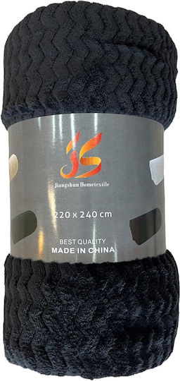 Fleece-Decke Doppel 220x240 Blnk-z-schwarz