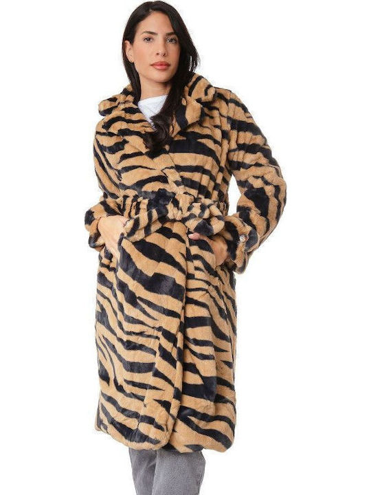 Women's Long Fur Animal Print