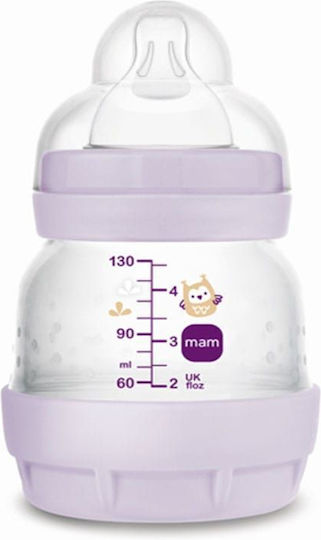 Mam Plastic Baby Bottle Anti-Colic with Silicone Nipple for 0+, 0+ m, months Pink Easy Start 130ml