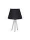 HomeMarkt LIVO Metal Table Lamp for Socket E27 with Black Shade and Base