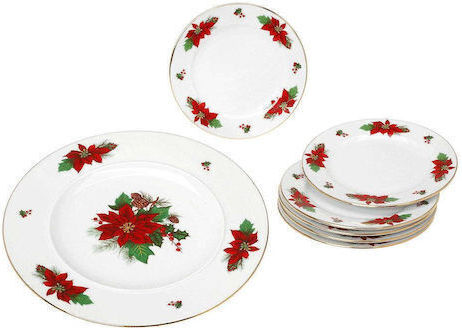 Cryspo Trio Set Weihnachtliche Platten Porzellan Mehrfarbig 7Stück