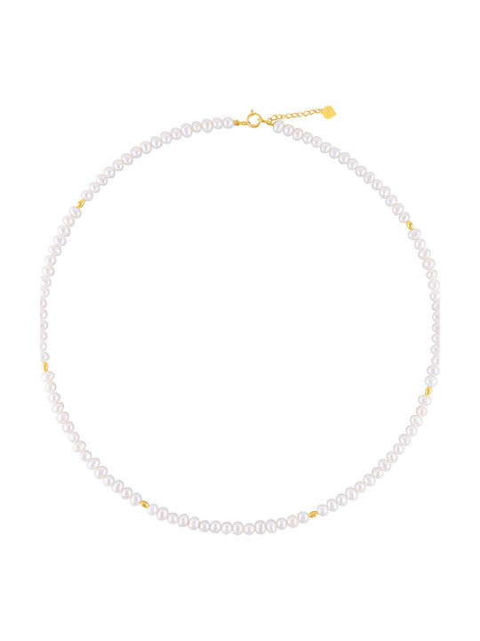 Necklace K18 Gold Clasp Gold Elements White Pearls F125731