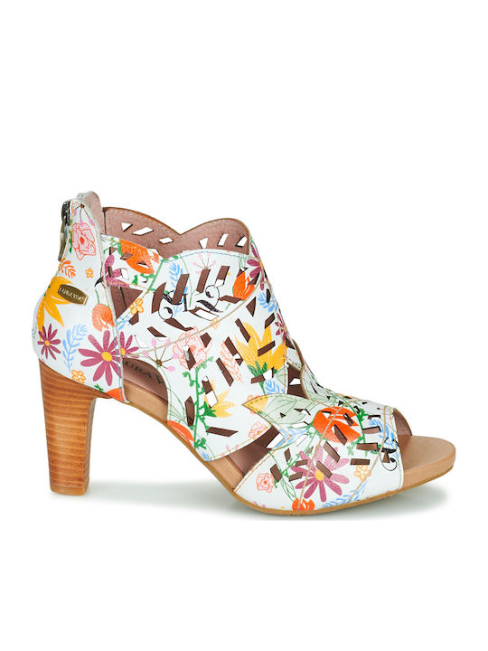 Leather Women's Ankle Boots with Ankle Strap White