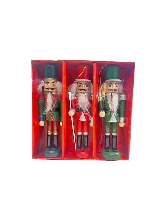 Hängender Nussknacker Ornament Hölzern Mehrfarbig Set 3Stück