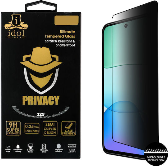 Idol 1991 0.25mm Adeziv complet Privacy Tempered Glass Negru (Redmi 13)