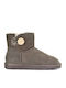 Leather Women's Ankle Boots with Fur Brown