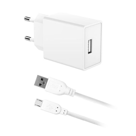 iNOS Mobile Phone Charger with USB-A Port and micro USB Cable 12W White