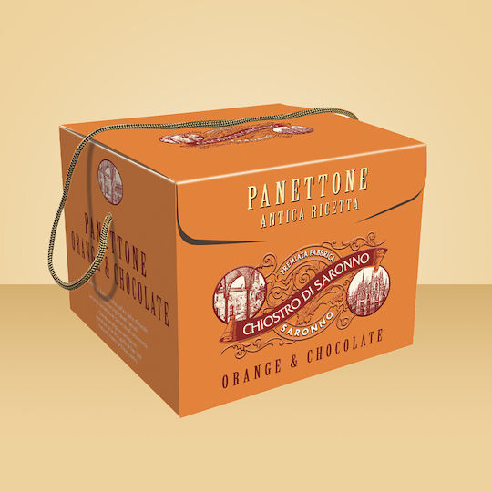 Panettone cu Cremă de Portocale & Bucăți de Ciocolată Pachet Cadou Chiostro Di Saronno 750g