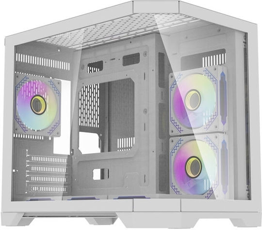 Darkflash FT418 Gaming Midi Tower Computer Case with Side Window and RGB Lighting White
