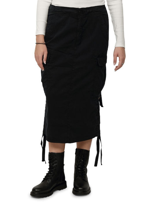 Superdry Midi Φούστα Μαύρο