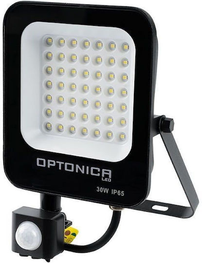 Metanor Водоустойчив LED Прожектор 30W Студено Бяло 6000K с Motion Sensor IP65