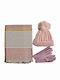 Set with Beanie Knitted in Beige color