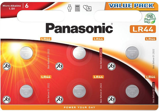 Panasonic Cell Power Baterii alcaline Baterii de ceas LR44 1.5V 6buc