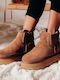 Wildleder Damen-Stiefeletten mit Pelz in Camel