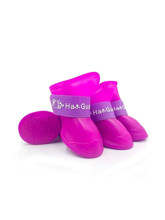Waterproof Silicone Dog Shoes with Non-Slip Sole 4pcs Purple L M6xW4.7cm 4-9kg