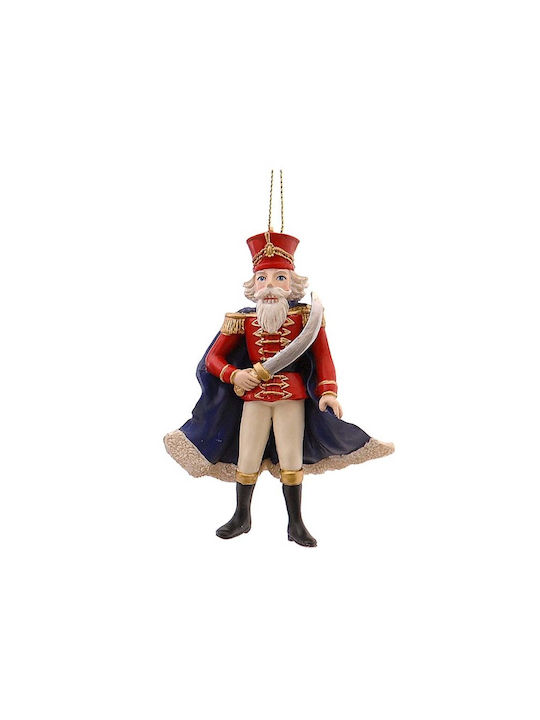 Hanging Nutcracker Ornament Polyresin Red