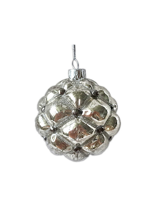 Hanging Ball Ornament Ornament Glass Silver 8cm