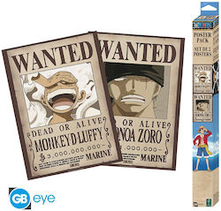 One Piece Set 2 Posters Wanted Luffy & Zoro
